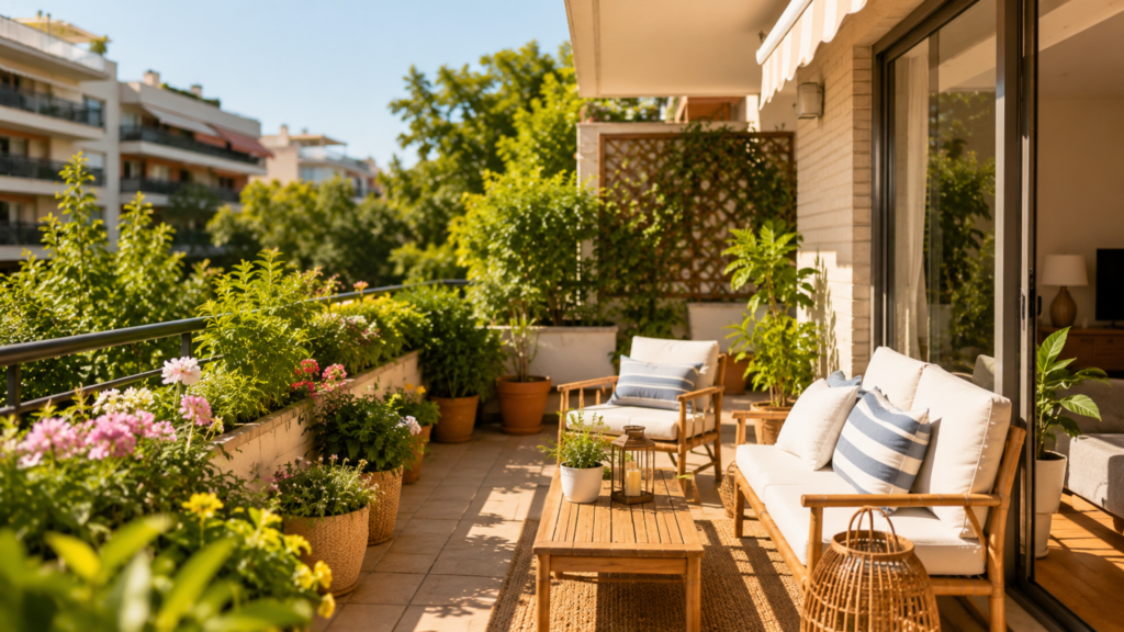 Terraza con plantas