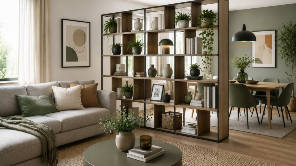 Separar ambientes en casa con una estantería 