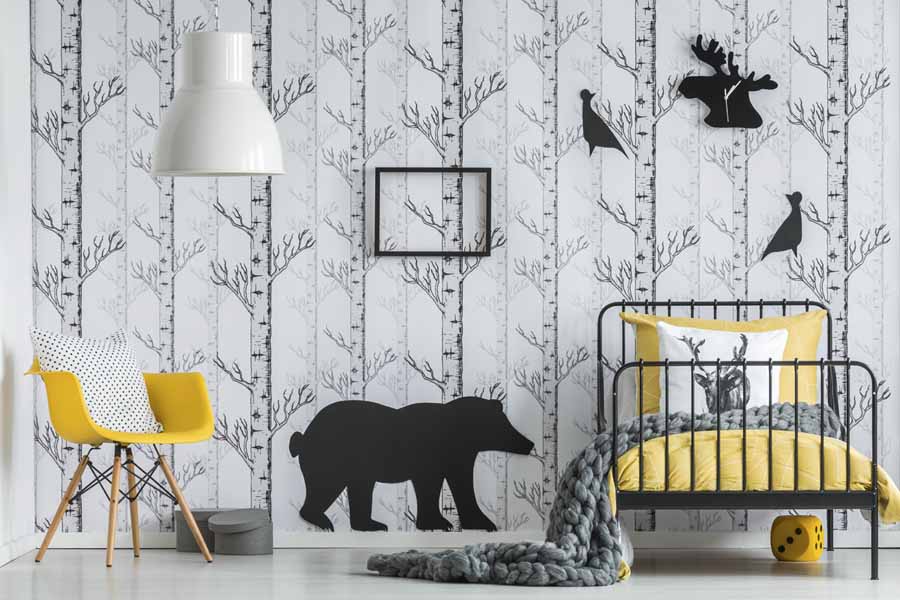 papel pintado en habitación de niños
